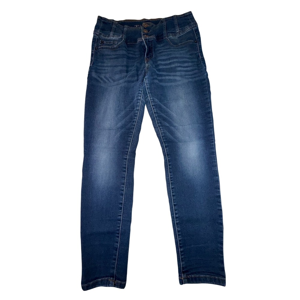 No! Jeans Womens High Rise 3 Button Skinny Jeans Medium Wash Blue Size 15